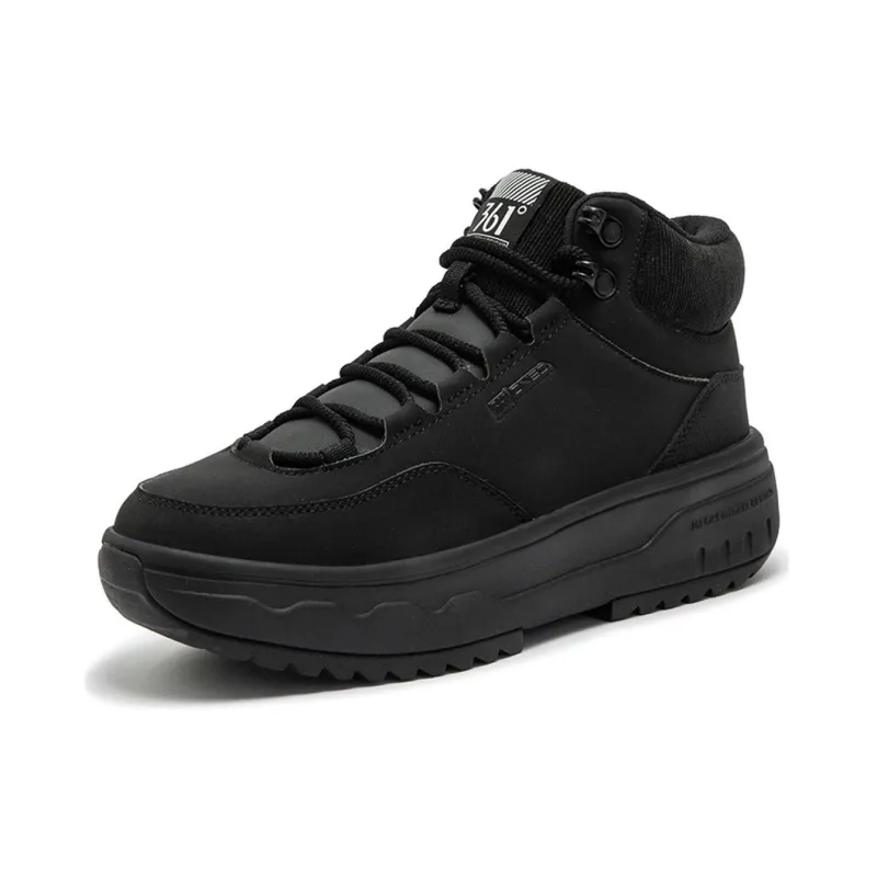 361° Trudging In The Snow Anti Slip Wear Resistant High Top Casual Shoes Women's Black-1
