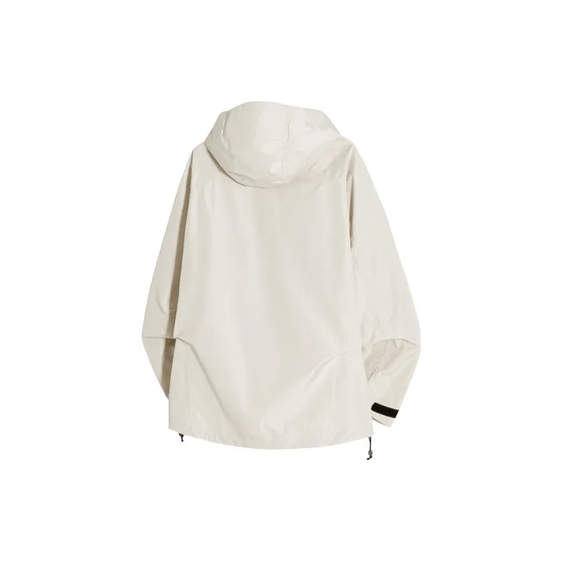 TELENT Waterproof And Windproof Windbreaker Jacket Unisex Ivory White-1