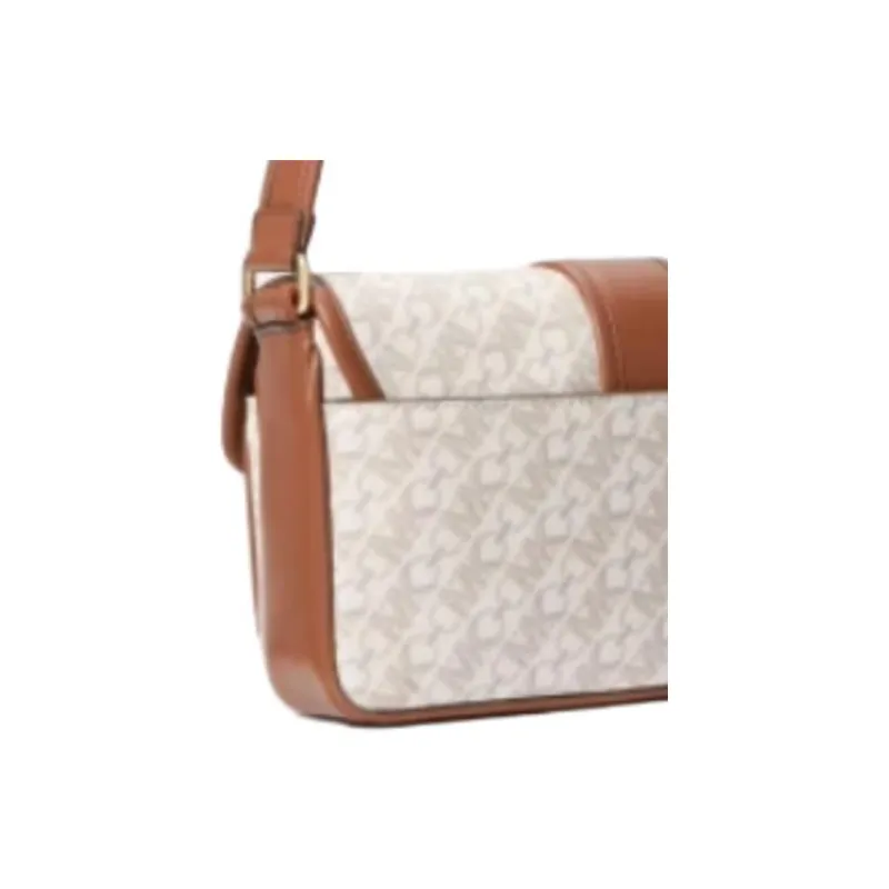 MICHAEL KORS Cow Leather Shoulder Bag Handbag Shoulder Bag Medium Size Women's Vanilla White & Acorn Brown-3