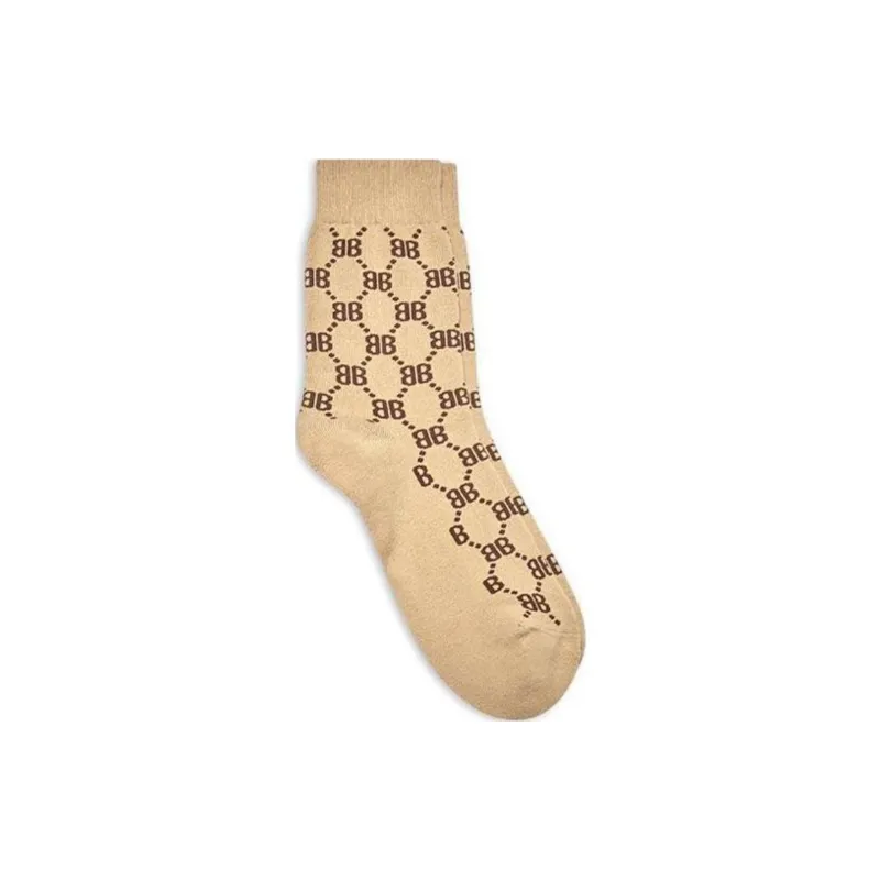 GUCCI x Balenciaga Mid-Calf Socks Unisex Beige-1
