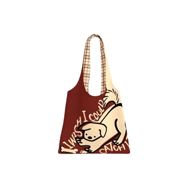 AOSONG Suede Tech Fabric Shoulder Bag Regular Unisex Beige Yellow & Red-0
