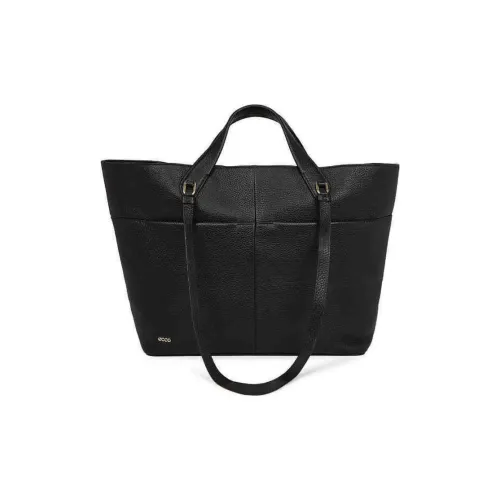 Ecco Cow Leather Tote Bag Shopping Bag Shoulder Bag Handbag Medium Size Women's Black