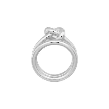 CELINE Knot Double Ring In Brass With Rhodium Finish