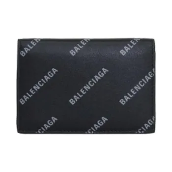 Balenciaga Cash Leather Wallet Mini Women's Black