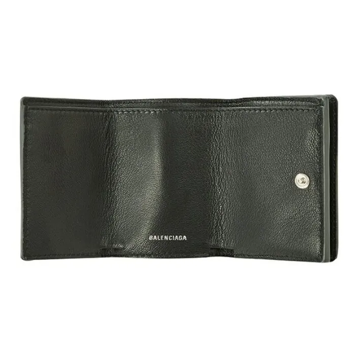 Balenciaga Everyday Leather Wallet Mini Unisex Gray Green-6