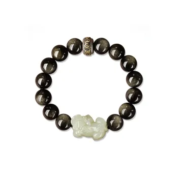 HAPPY BEAN Hetian Jade Bracelets Pale Greenish White Jade Unisex