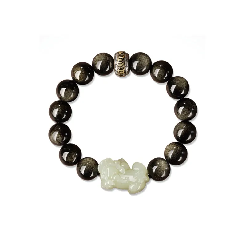 HAPPY BEAN Hetian Jade Bracelets Pale Greenish White Jade Unisex-0