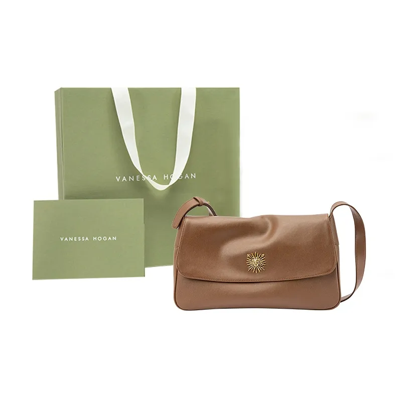 VANESSA HOGAN Cow Leather Kosa Bag Shoulder Bag Large Size Women's Brown/Black/Ecru-0