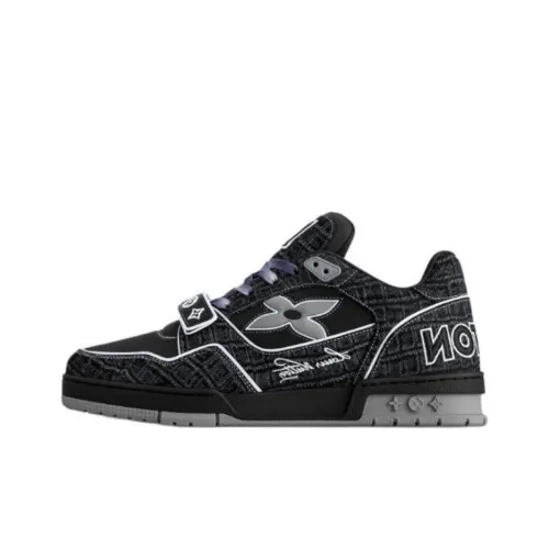 LOUIS VUITTON Trainer Low Top Skateboard Shoes Men's Black