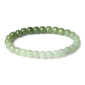 QIAOWUQIAONV Beaded Bracelet Hand Accessory Pale Greenish White Jade Women's