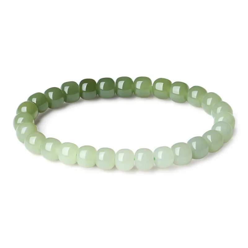 QIAOWUQIAONV Beaded Bracelet Hand Accessory Pale Greenish White Jade Women's-0