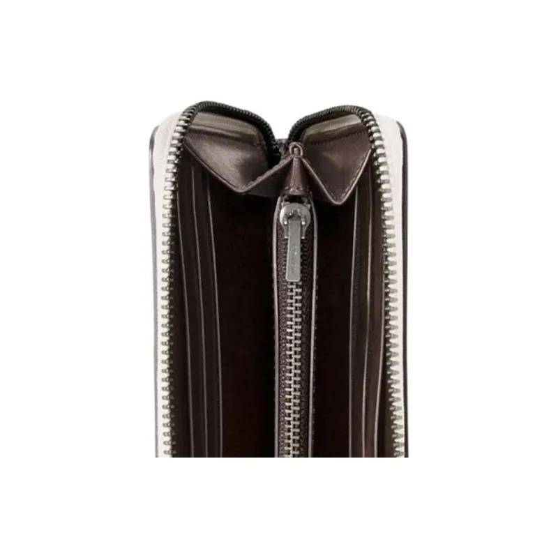 COACH Accordion Zip Leather Long Trunk Long Wallet Women's Ecru-3