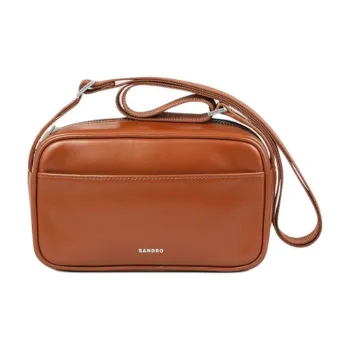 Sandro Cow Leather Portable Crossbody Bag Shoulder Bag Small Size Men's Brown