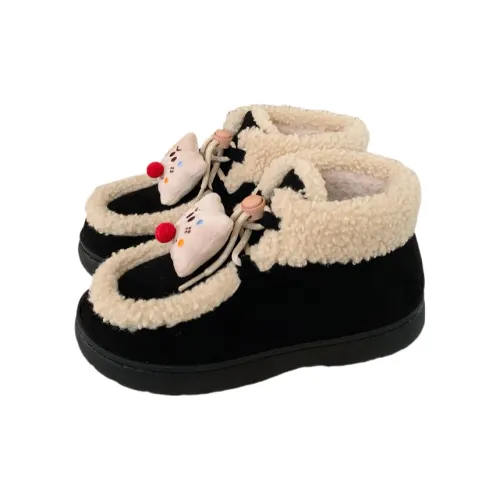 Thin Strips Cotton Slippers Women's, Black