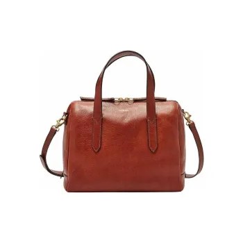 FOSSIL Leather Shoulder Bag Crossbody Bag Handbag Medium Size Women's Brown