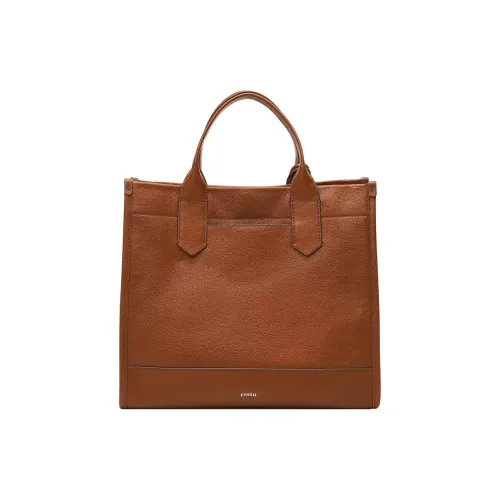 FOSSIL Leather Tote Bag Shopping Bag Shoulder Bag Crossbody Bag Handbag Medium Size Women's Brown