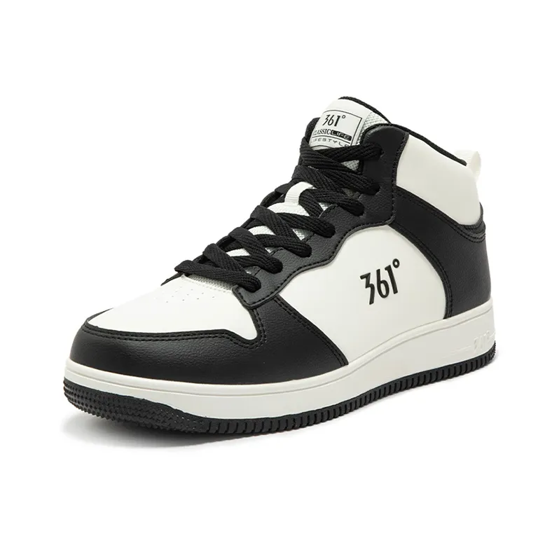 361° Air Force One Warm Anti Slip And Wear Resistant High Top Skateboard Shoes Men's Black White-1