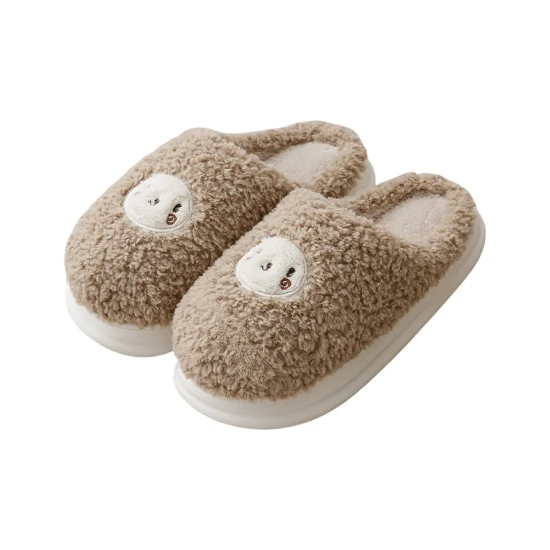 Yalu Preferred Closed Toe Cotton Slippers Winter Couple Home Indoor Slip Resistant Fleece Lined Velvet Slippers-20