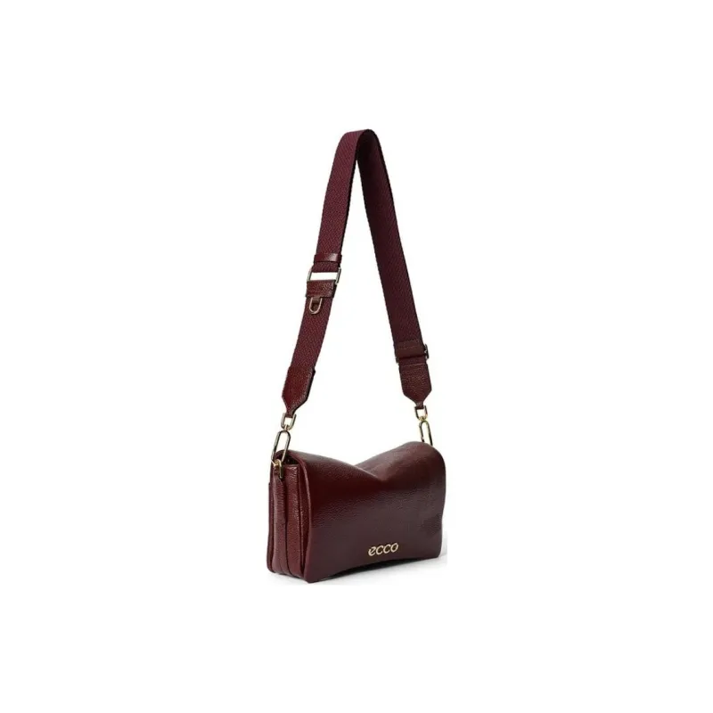 Ecco Cow Leather Crossbody Bag Shoulder Bag Large Size Women's Burgundy-1
