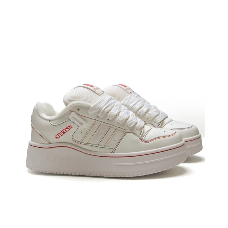 STUR YSN Warm Lightweight Height Increasing Low Top Skateboard Shoes Unisex White Rainbow-2