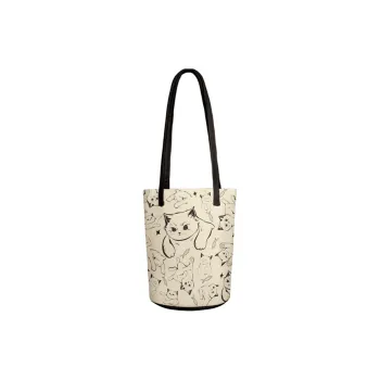 AOSONG Suede Tech Fabric Shoulder Bag Regular Women's Black Ecru