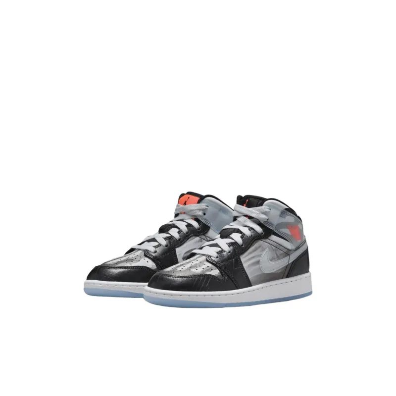 Jordan Air Jordan 1 Abrasion Resistant Mid Top Children's Basketball Shoes Black Gray Kids'-2
