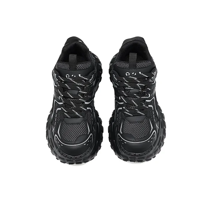 JOSINY Abrasion Resistant Height Increasing Chunky Sneakers, Tire Shoes Men's Black 2024-3