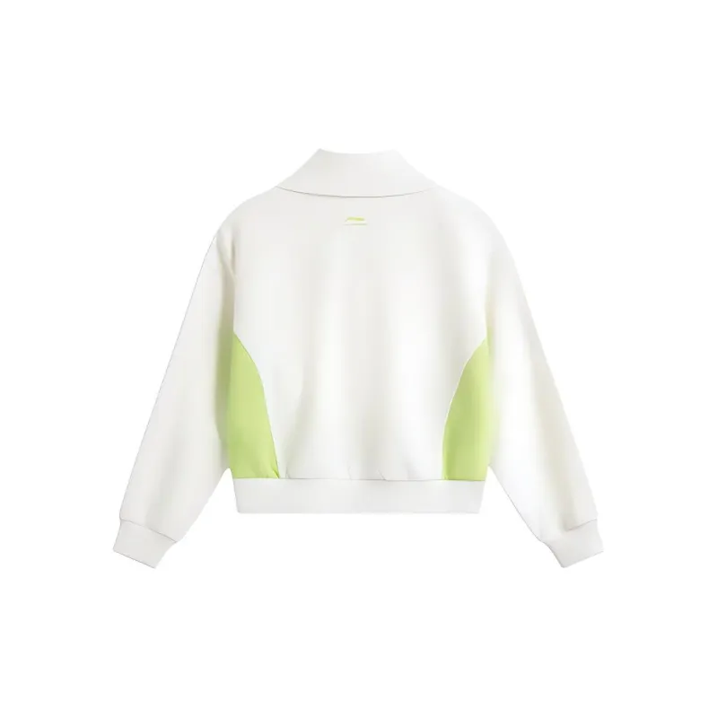 LiNing Sports Trend Series Sweatshirt Women's Ivory/Acid Green-1