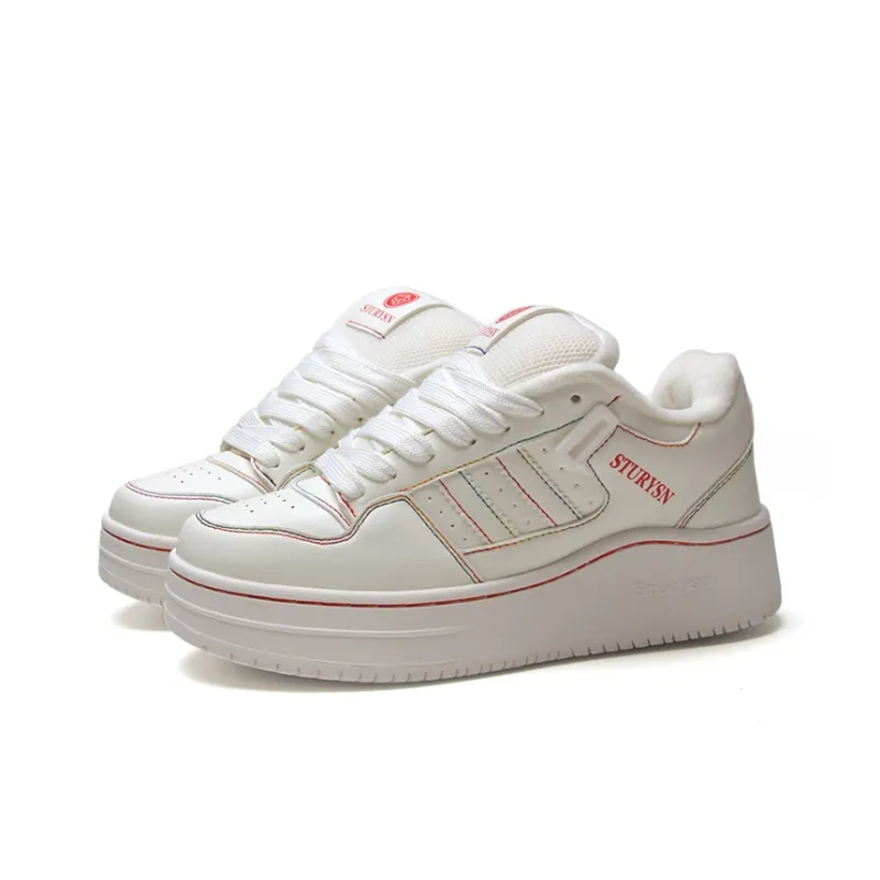 STUR YSN Warm Lightweight Height Increasing Low Top Skateboard Shoes Unisex White Rainbow-1