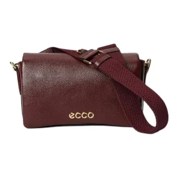 Ecco Cow Leather Crossbody Bag Shoulder Bag Large Size Women's Burgundy