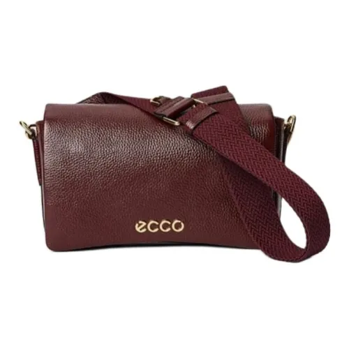 Ecco Cow Leather Crossbody Bag Shoulder Bag Large Size Women's Burgundy