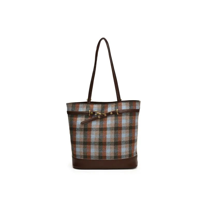 JIANMU PU Tote Backpack, Shoulder Bag Regular Women's Coffee Plaid/Blue Plaid/Yellow Plaid-2