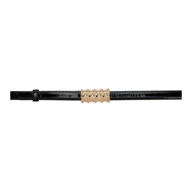 KHAITE Calfskin Leather Belts Women's Black Width: 2CM-0