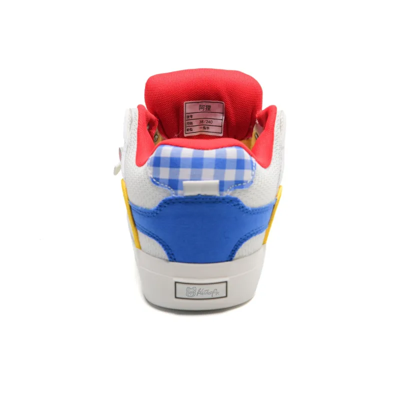 ALI THE FOX Low Top Skateboard Shoes Unisex White Blue Yellow Box Included-6