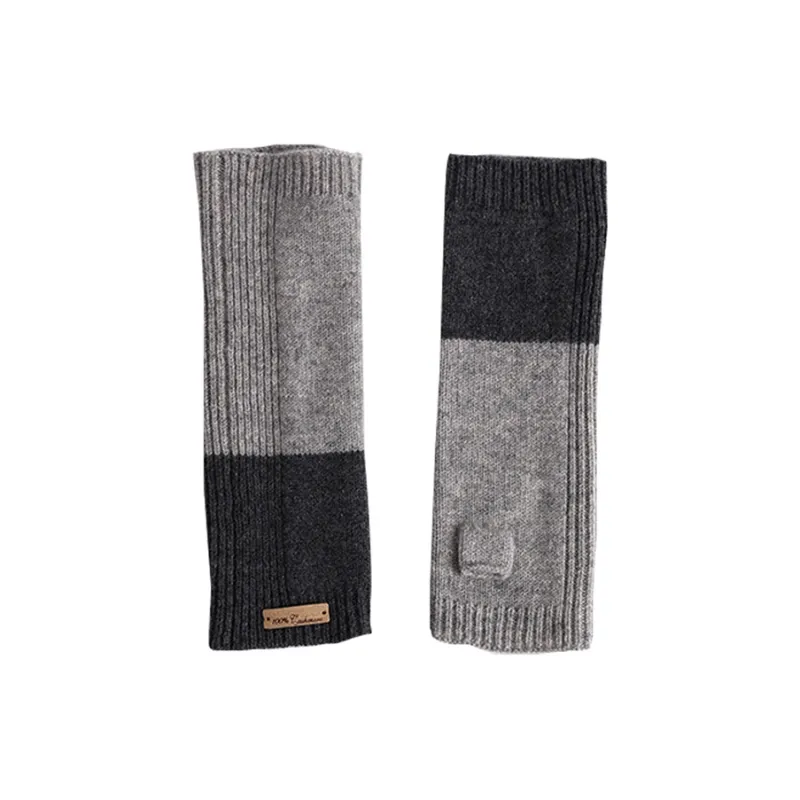 Lagur 100% Cashmere Knit Gloves Women's White Caramel/Dark Gray Light Gray-2