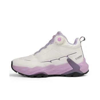 Camssoo Anti Slip And Wear Resistant Water Resistant Mid Top Outdoor Shoes Women's Beige Purple