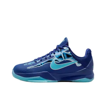 Nike Kobe 5 Anti Slip Wear Resistant Low Top Children's Basketball Shoes Blue Teenagers