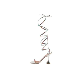 Kozhanye Bosonozhki Awge x AMINA MUADDI Strap Sandals 11cm Women's Silver