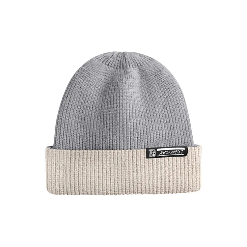 PEAK Acrylic Beanies Trendy Fashion Reversible Wear Unisex Heather Gray-1