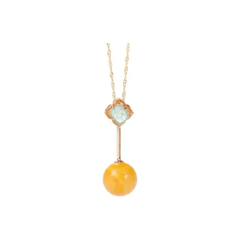 S&A 18K Gold Amber Beeswax Necklaces Women's