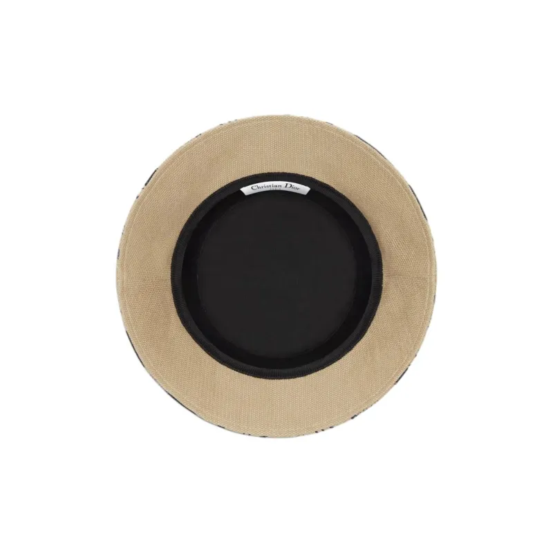 DIOR Cotton Bucket Hats Women's Beige/Black-3