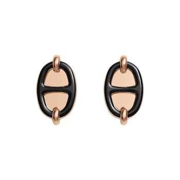 HERMES Gold Plated Earrings Women's Multicolor