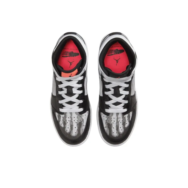 Jordan Air Jordan 1 Abrasion Resistant Mid Top Children's Basketball Shoes Black Gray Kids'-3