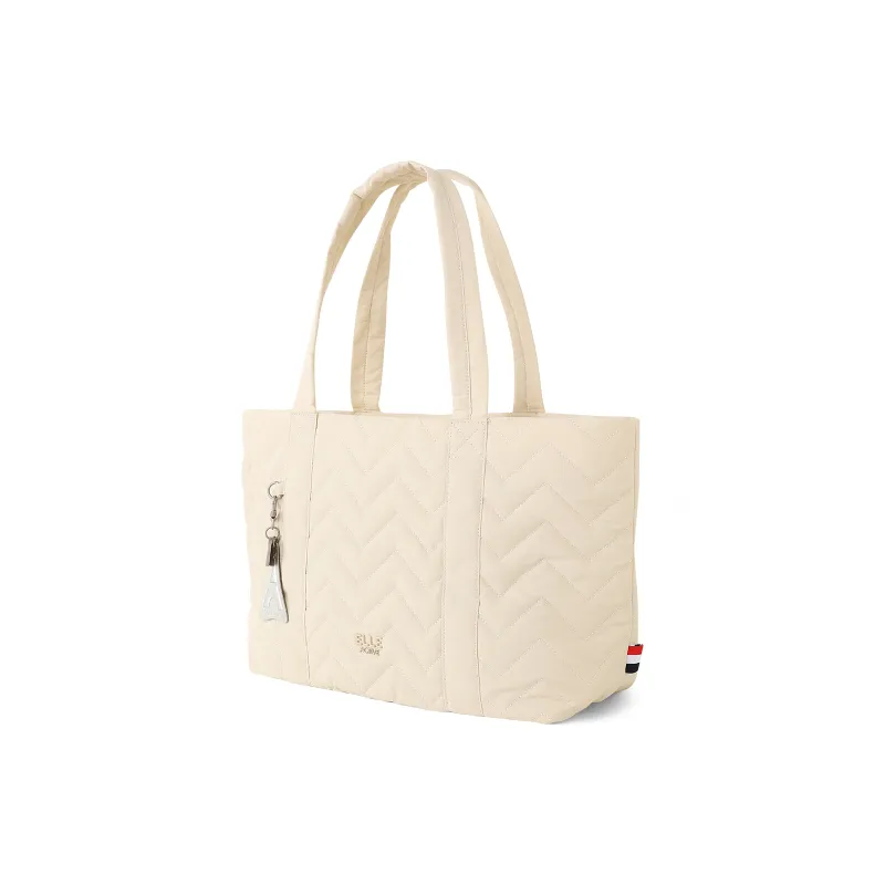 Elle Active Fabric Tote Shopping Bag Tote Bag Shoulder Bag Regular Unisex Apricot/Black-1