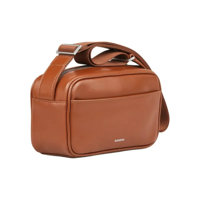 Sandro Cow Leather Portable Crossbody Bag Shoulder Bag Small Size Men's Brown-1