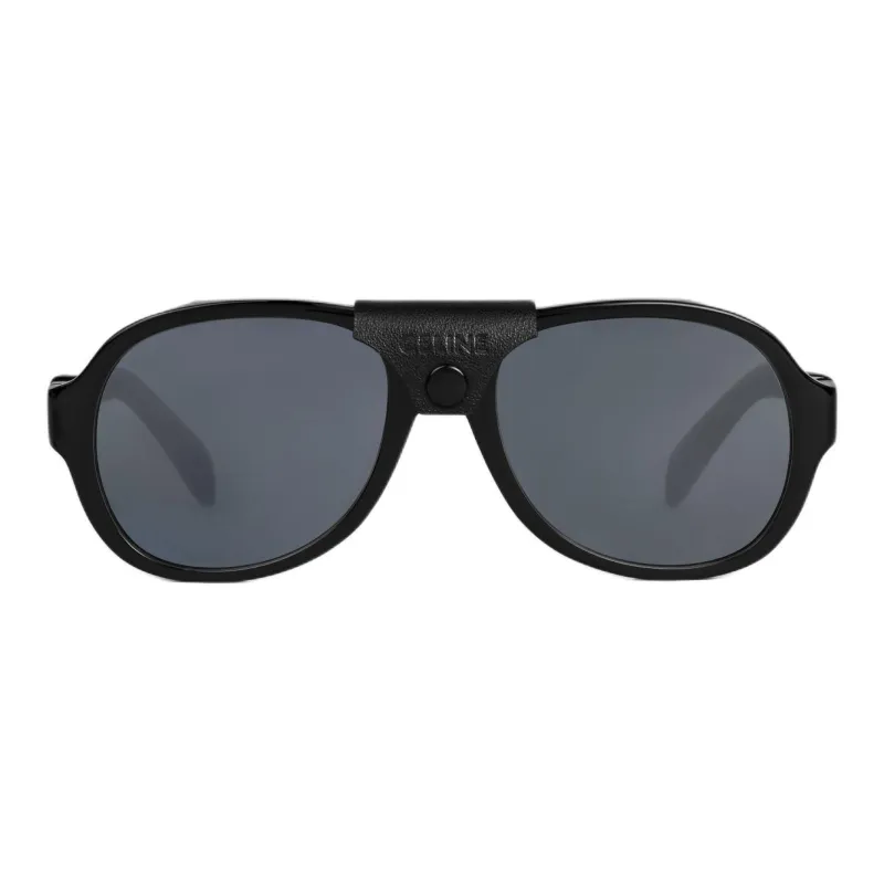 CELINE Black Frame 57 Sunglasses In Acetate With Leather-1