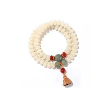 Xiang Yin White Jade Bodhi Time Fortune Buddhist Bead Beaded Bracelet Unisex