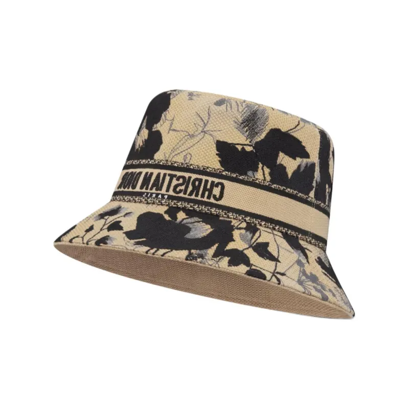 DIOR Cotton Bucket Hats Women's Beige/Black-0