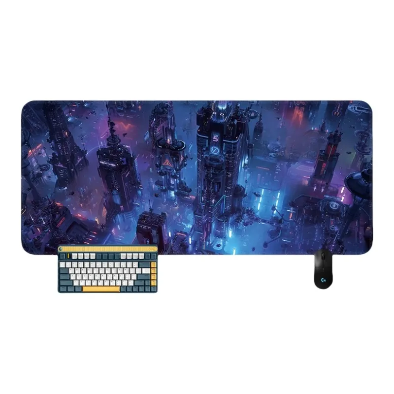 SHIBADU Rubber Cyberpunk Style Extra Large Gaming Esports Computer Desk Mat And Keyboard Pad For Men Mouse Pads-2