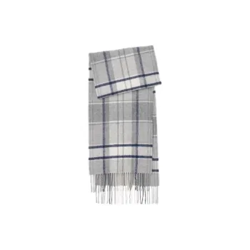 MUJI Wool Knit Scarves Unisex Gray Plaid